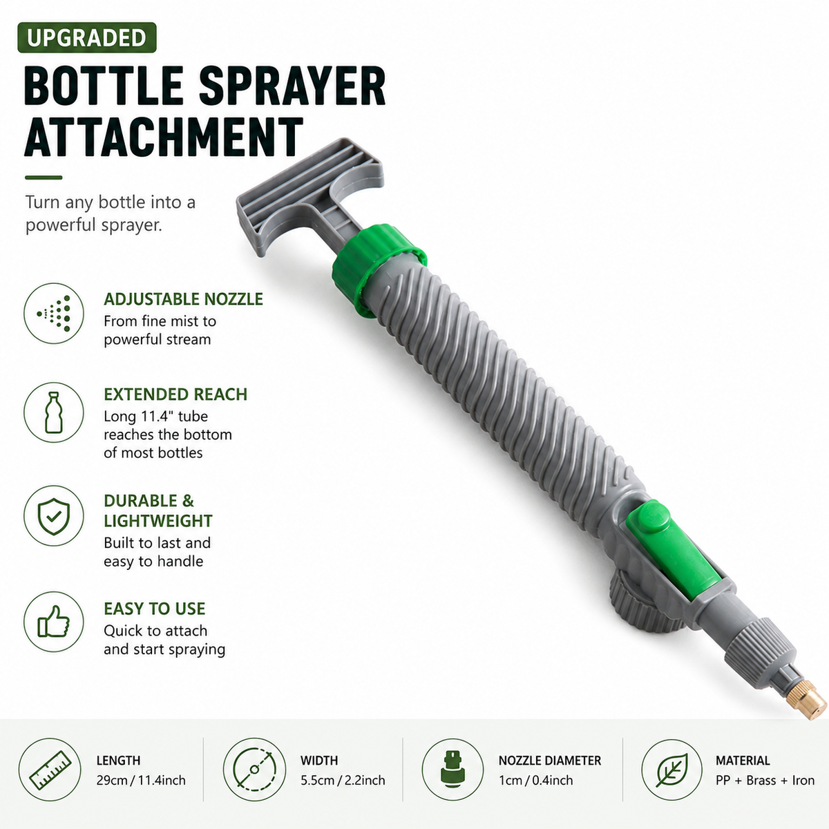 Turn Any Bottle Into a Powerful Sprayer Pump. Press. Spray.