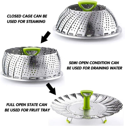 🥦Vegetable Steamer Basket for Cooking Food, Stainless Steel Veggie Steam Basket for Pot