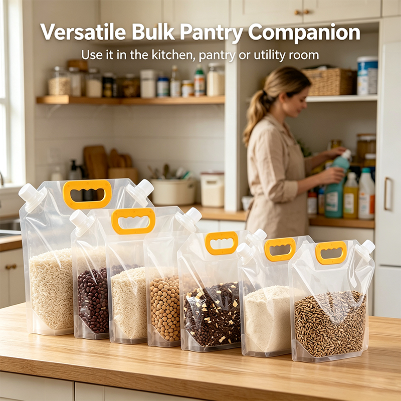 5pcs/pack Grain Sealed Bags, Transparent Food Storage Bags, Moisture-Proof and Pest-Resistant🌾