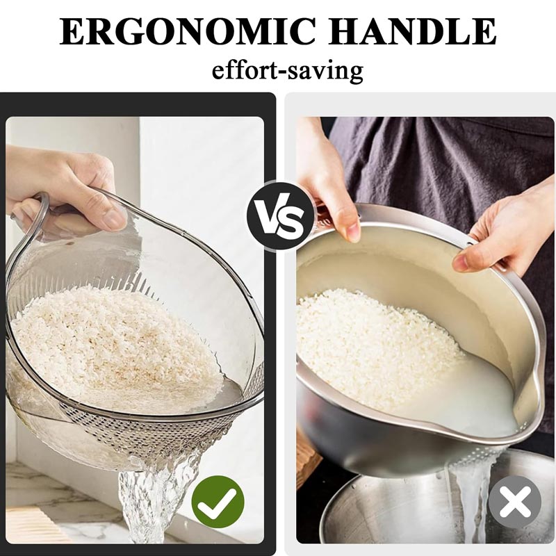 🍚 50% OFF! 🥣 Multipurpose Rice Washing Bowl Strainer with Handle