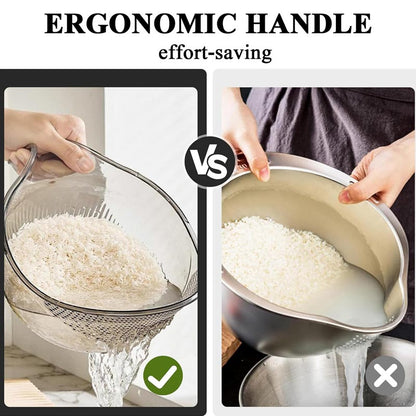 🍚 50% OFF! 🥣 Multipurpose Rice Washing Bowl Strainer with Handle