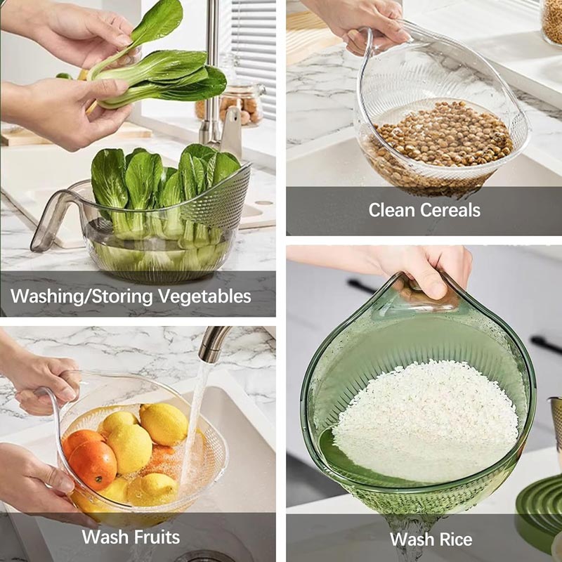🍚 50% OFF! 🥣 Multipurpose Rice Washing Bowl Strainer with Handle