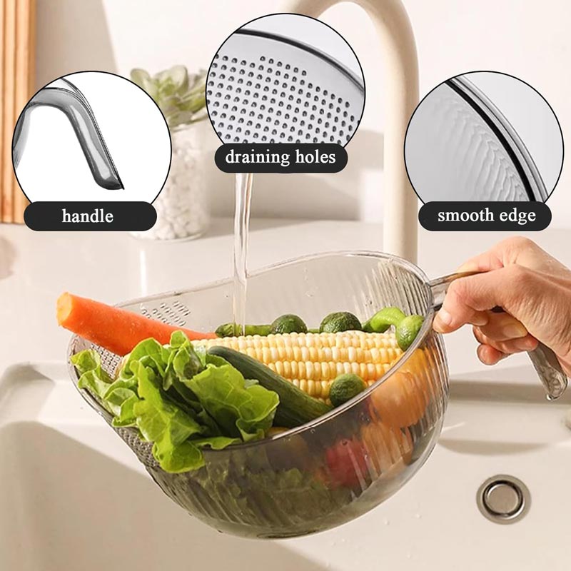 🍚 50% OFF! 🥣 Multipurpose Rice Washing Bowl Strainer with Handle